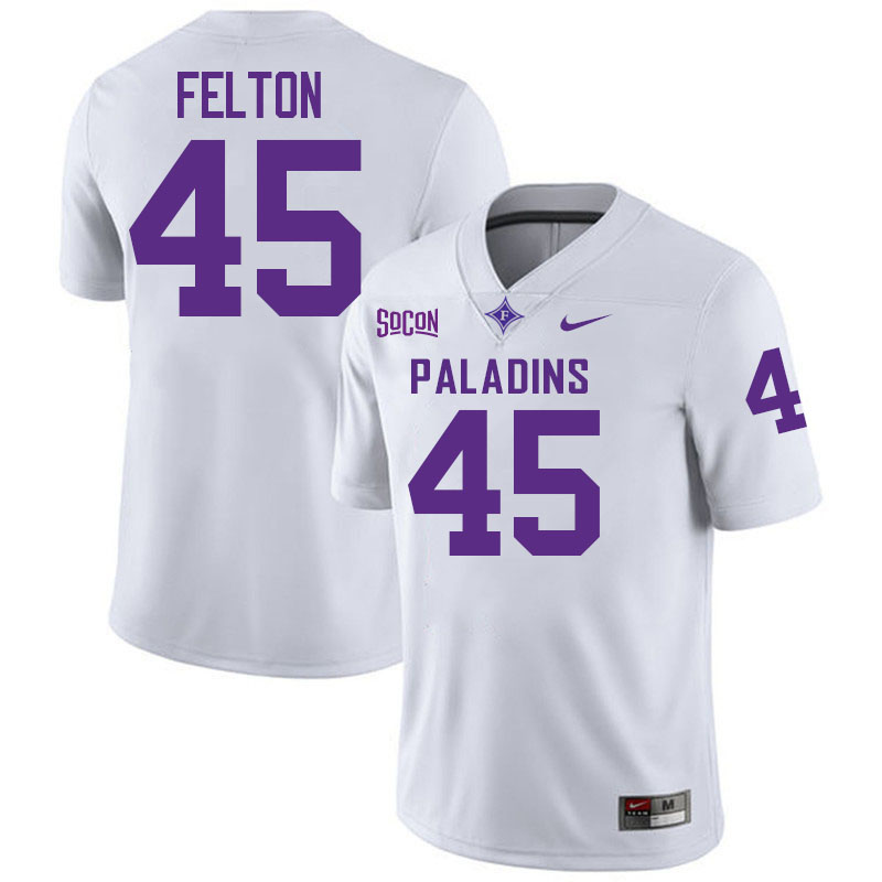 Furman Paladins #45 Jerome Felton College Football Jerseys,Uniforms-White